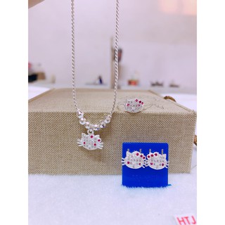 Bộ trang sức bạc mèo hello kitty cho bé