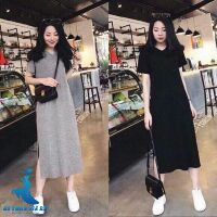 Váy suông trơn basic cổ tim form to dáng dài chất đẹp