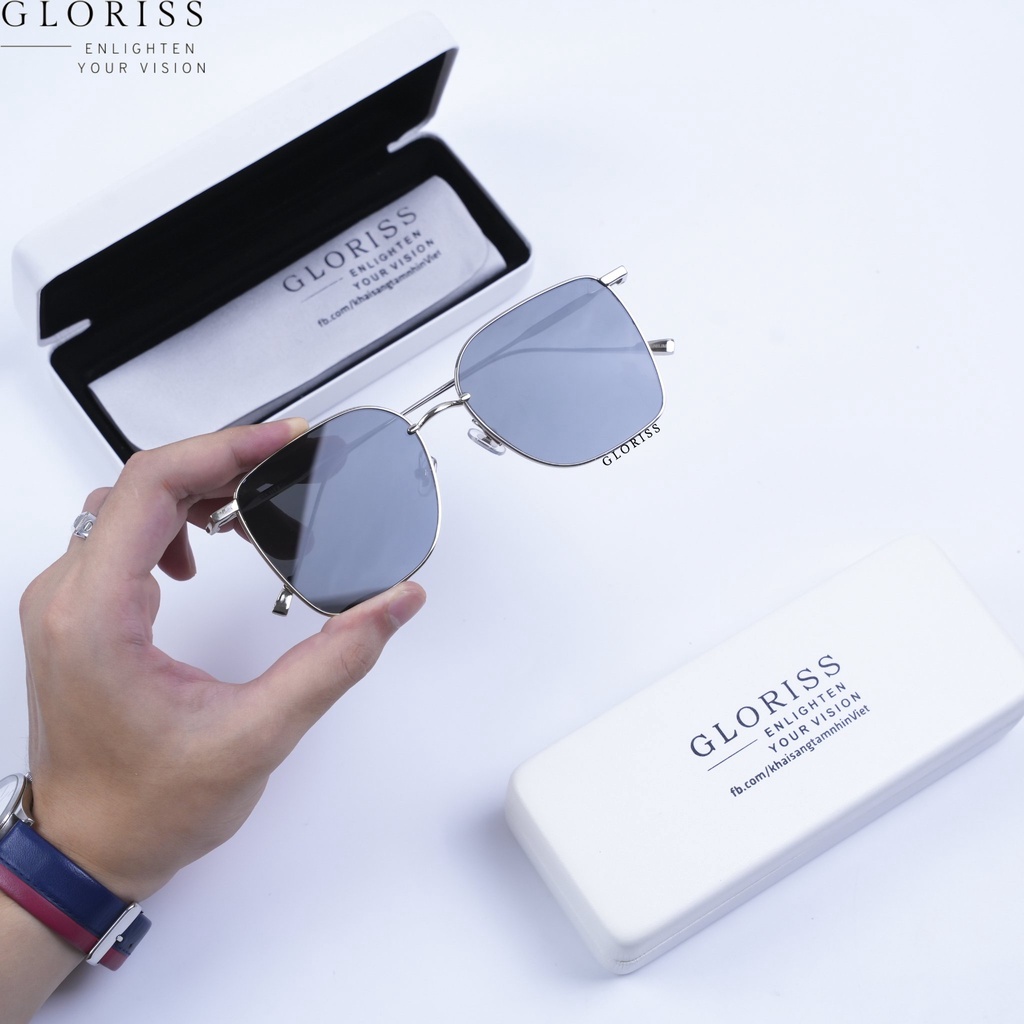 Mắt kính râm nam nữ thời trang - GLORISS REME 02 chống nắng, chống tia UV, gọng Titan siêu bền bỉ