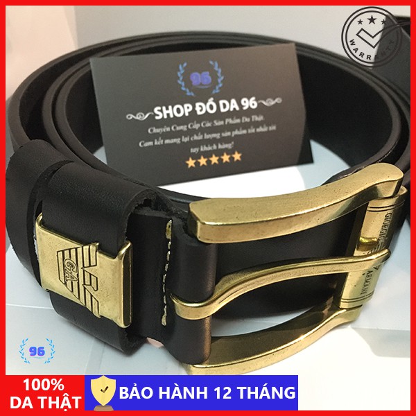 Thắt lưng nam da thật - Dây lưng nam da bò sáp - Mặt đồng đúc cao cấp - DL003