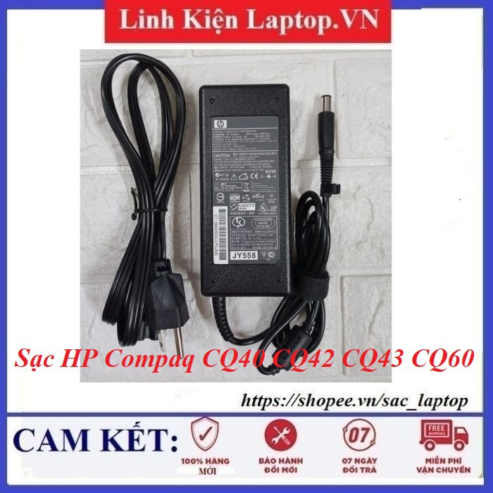 Sạc Laptop HP Compaq CQ40 CQ42 CQ43 CQ60 OUTPUT 19V - 4.74A (90W) Chân Kim To kích thước 7.4mm x 5.0mm - Hàng Nhập Khẩu