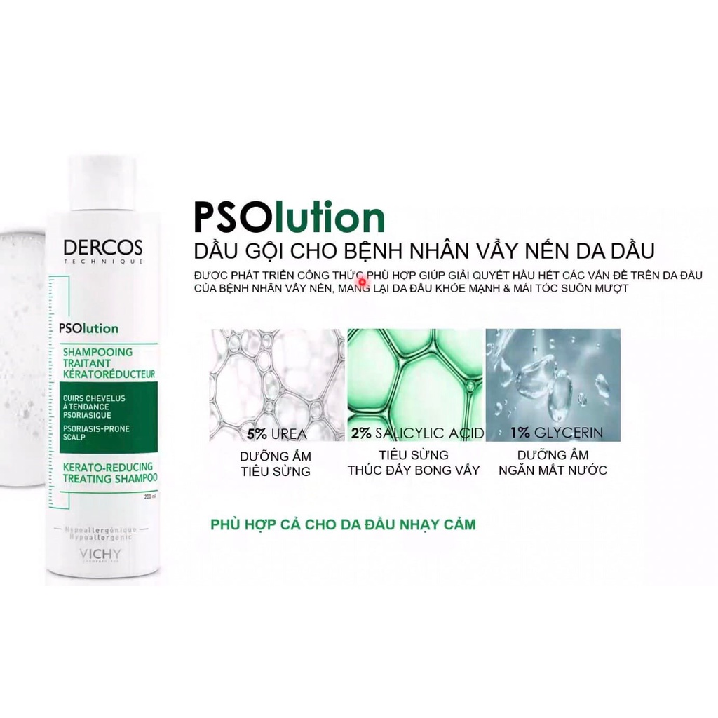 Dầu gội đầu Vichy Dercos Giảm gầu, rụng tóc, bệnh vảy nến 200ml
