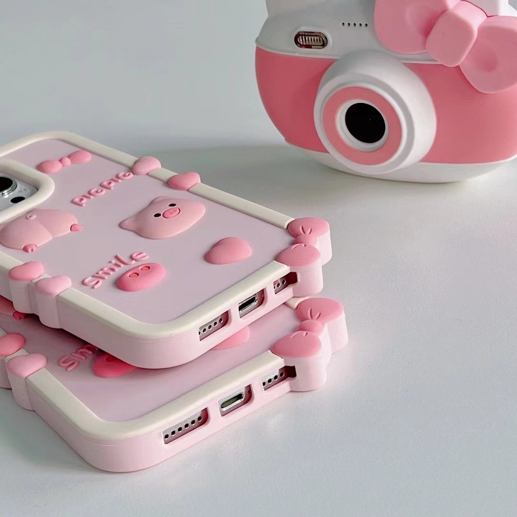 Ốp Điện Thoại Silicon Mềm Hình Heo 3d Cho iphone 15 15pro 15promax 14promax 13 pro max 12 pro max 11 pro max xs max xr x xs 7 8 + plus