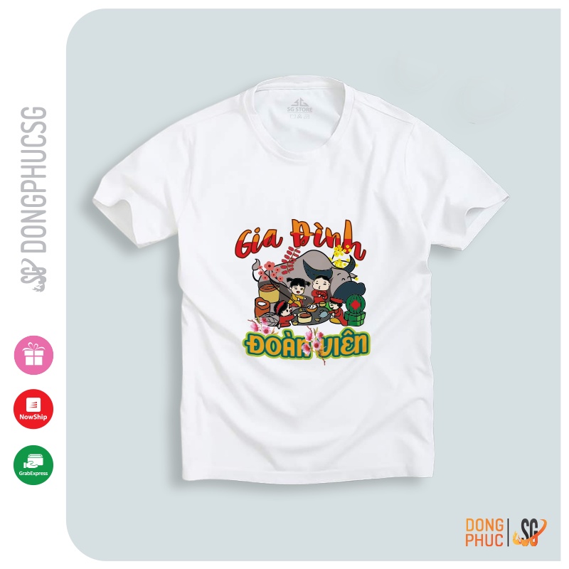 Áo thun gia đình đoàn viên đồng phục hội nhóm thun cotton mềm mịn màu trắng SGY226 | SG