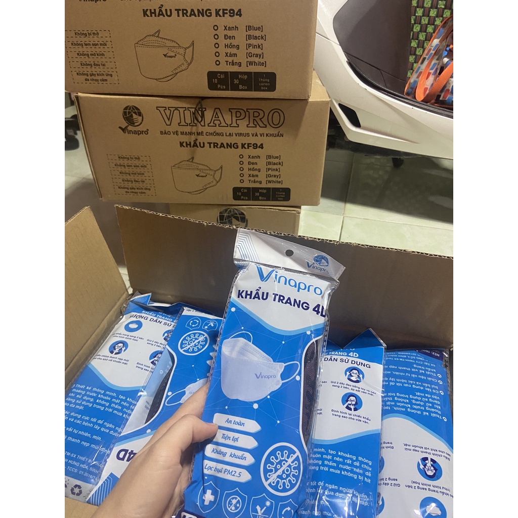Khẩu trang KF94 Vinapro 4D _Kháng khuẩn Cao Cấp _