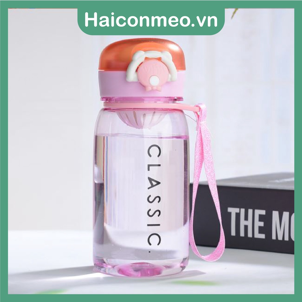 Bình nước Classic 400ml dễ thương có dây đeo 4 màu dành cho bé