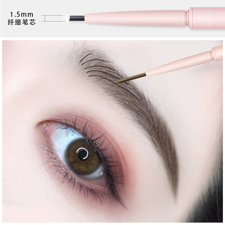 Bút Kẻ Lông Mày Hai Đầu Xoay Tự Động Trang Điểm Lâu Trôi Siêu Mịn Không Thấm Nước