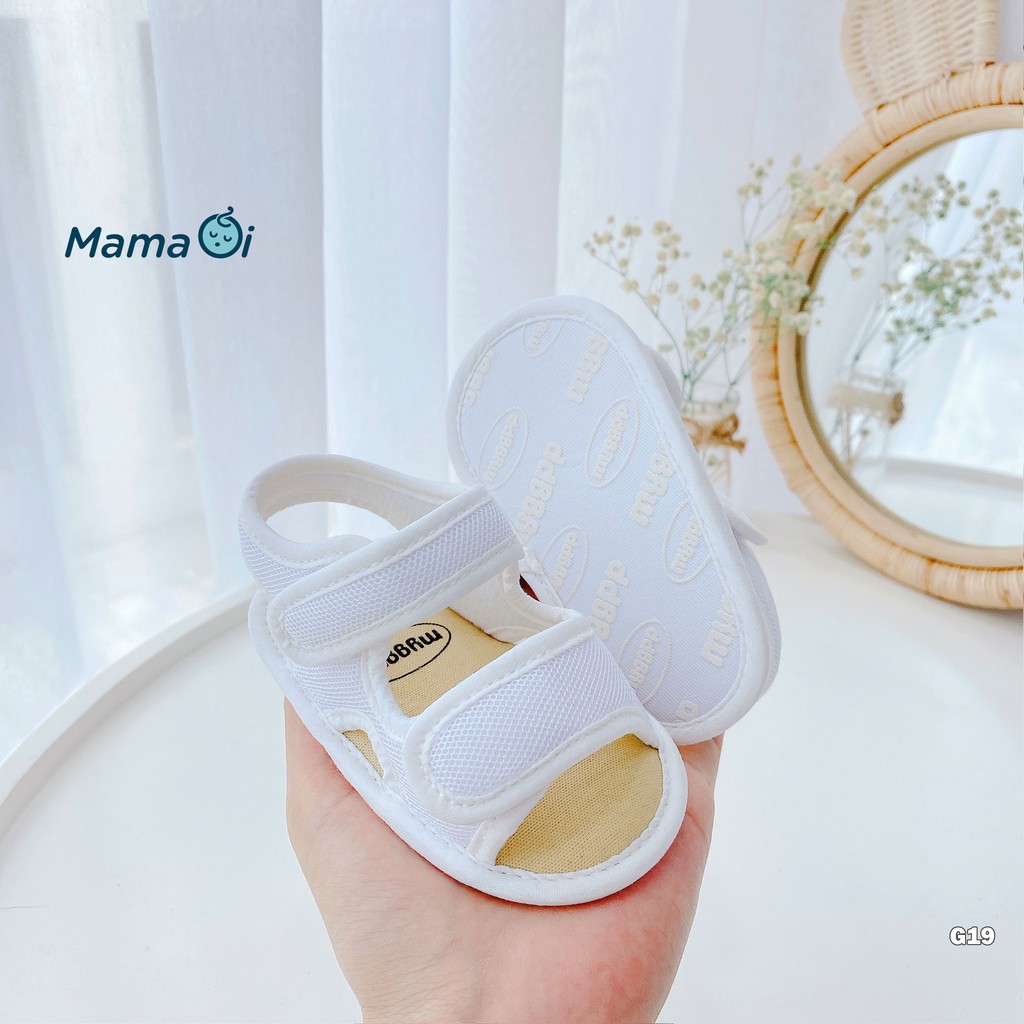 Giày tập đi cho bé dép tập đi sandal đế vải 2 quai dễ mang màu trắng êm chân cho bé của Mama ơi - Thời trang cho bé