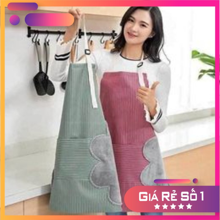 Tạp Dề Chống thấm nước kẻ hoa có khăn lau tay