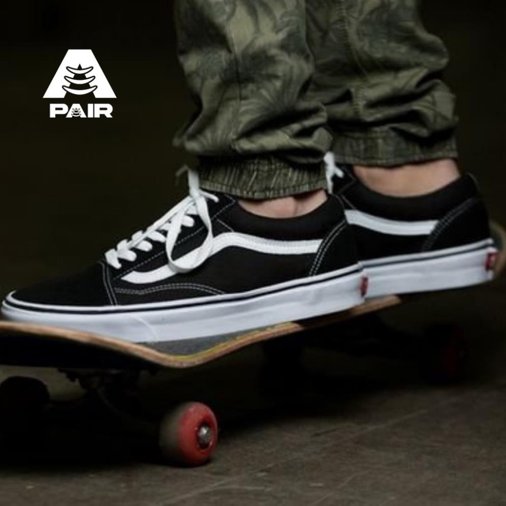 😆 Giày sneaker Vans Old Skool chính hãng màu Black White cho nam nữ, Vans real thấp cổ, fullbox Pair Original Sneaker