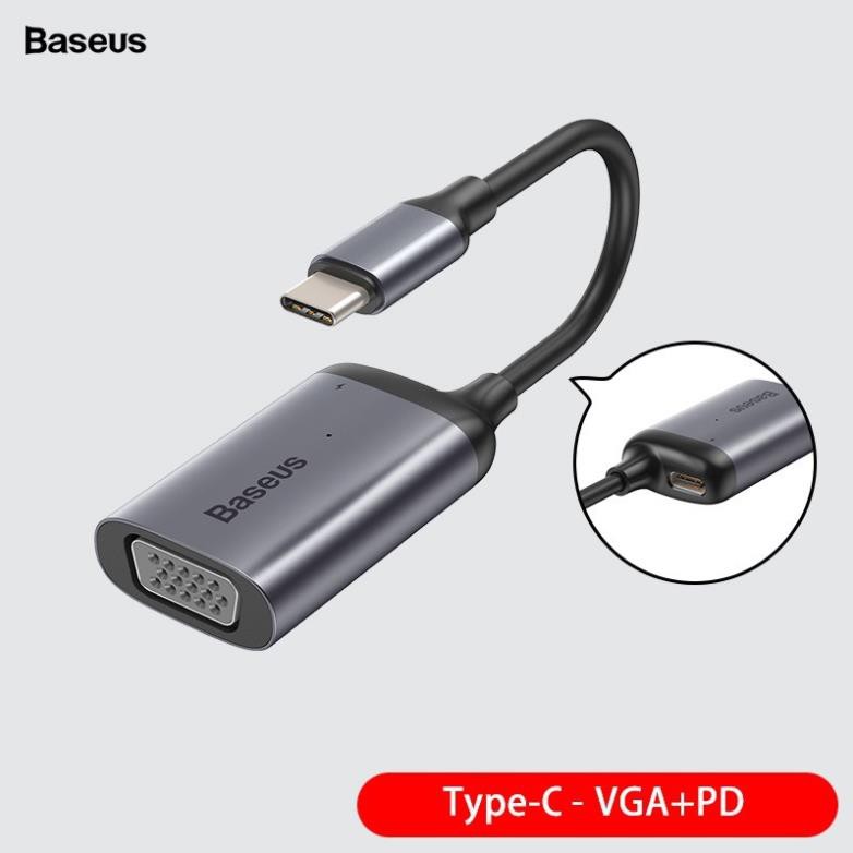 Bộ Chuyển Đổi Type-C ra VGA + Type-C Baseus-CAHUB-O0G Hàng Chính Hãng