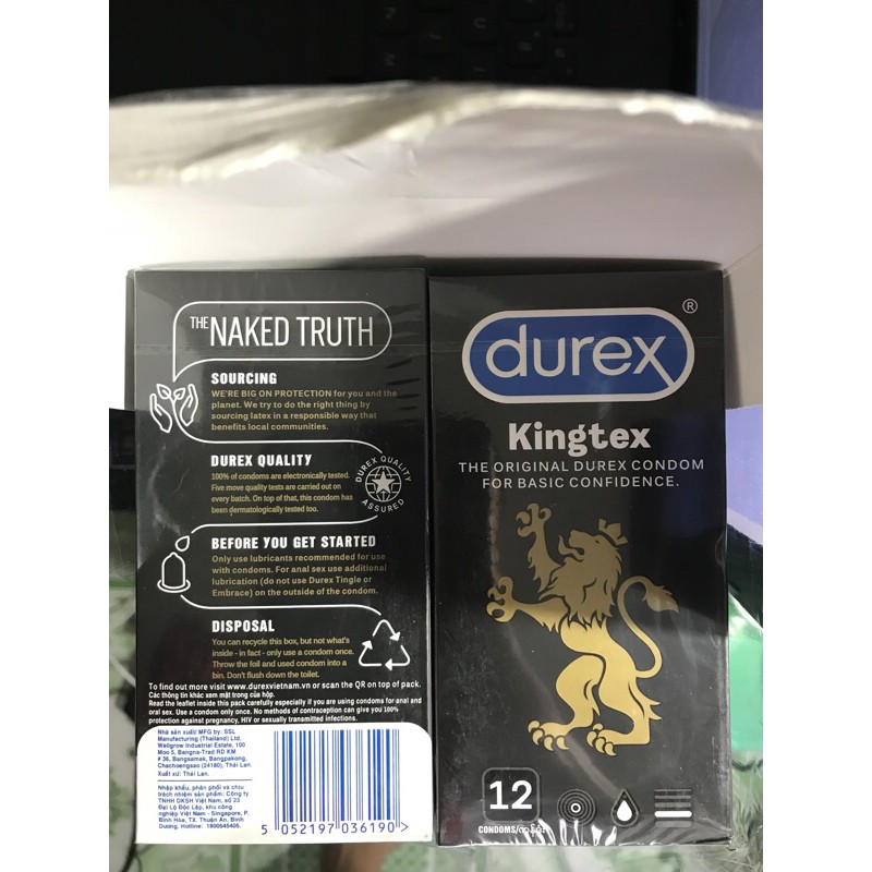 Bao Cao Su Durex Kingtex hộp lớn 12 chiếc hàng chính hãng