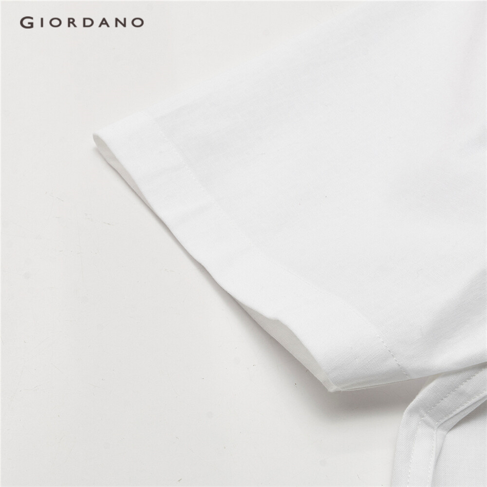 Áo sơ mi GIORDANO 01041480 tay ngắn vải cotton lanh cho nam