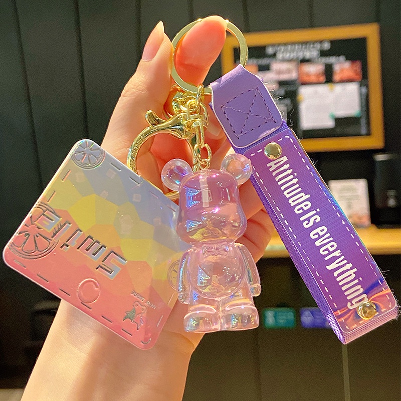 Móc khóa Bearbrick trong suốt  nhiều màu sắc độc đáo chất liệu PVC làm quà tặng bạn bè, người thân-Ráp