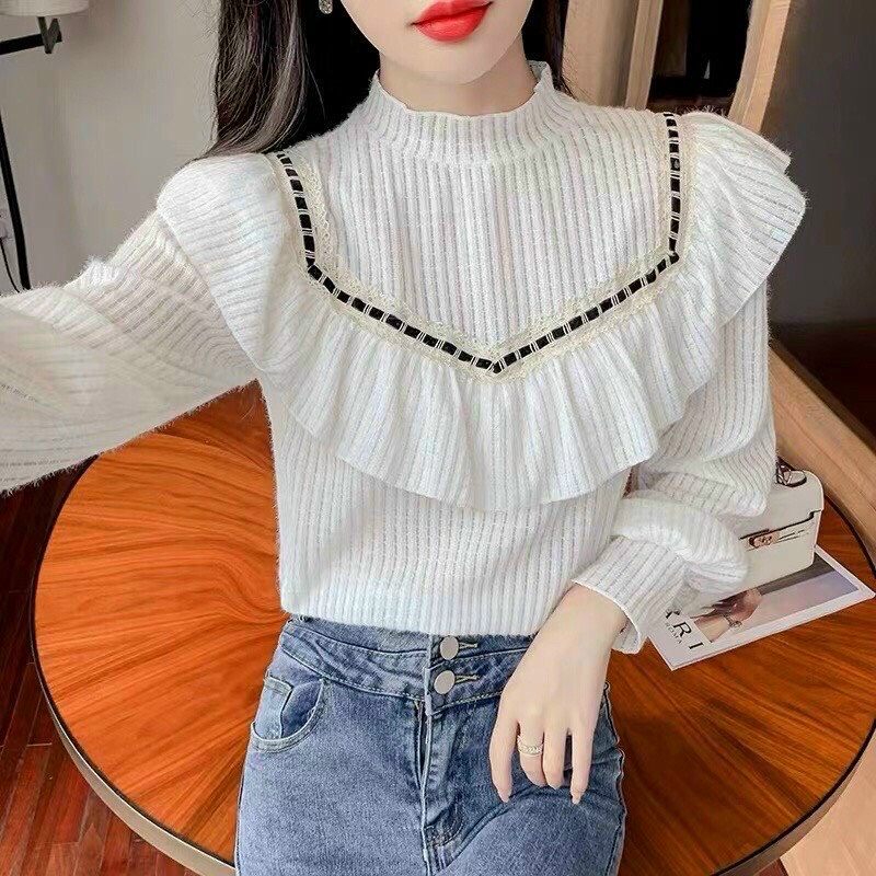 Áo sơ mi nữ ren cổ viền bèo - Hàng Quảng Châu cao cấp