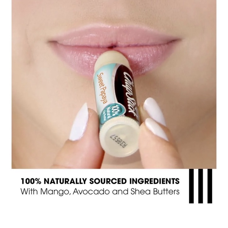 Son Dưỡng Môi tự nhiên ChapStick Papaya 100% Natural Lip Butter Tube, Lip Balm không màu - mùi đu đủ ngọt ngào- 4g