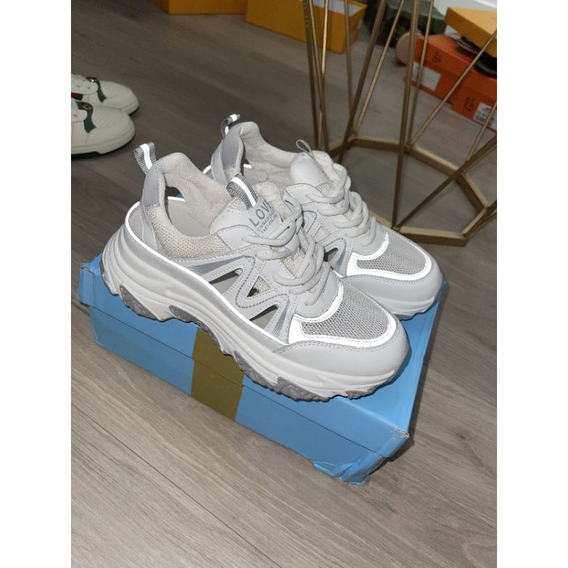 HJm(ẢNH THẬT) Giày Thể Thao Pha Lưới Cắt Thoáng Chân Đế 4p Da Mềm Êm Fullbox Cao Cấp