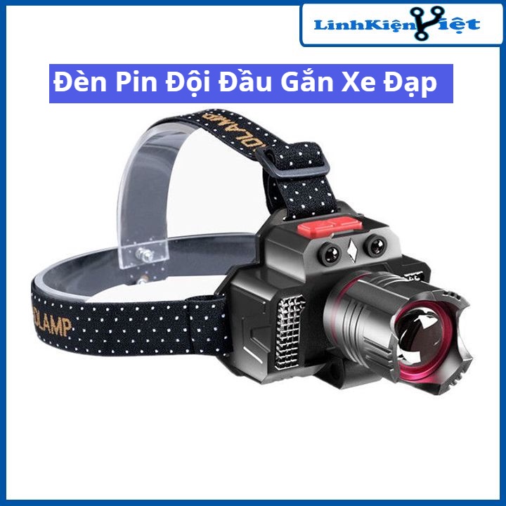 Đèn pin đội đầu gắn xe đạp cảm ứng hồng ngoại điều chỉnh độ sáng, độ phóng, góc chiếu nhiều chế độ, chống nước