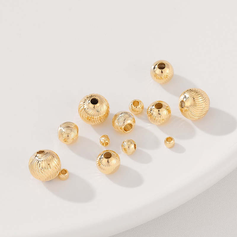 Chuỗi Hạt Tròn Bằng Đồng 14K Màu Vàng Kim Dùng Làm Trang Sức Diy