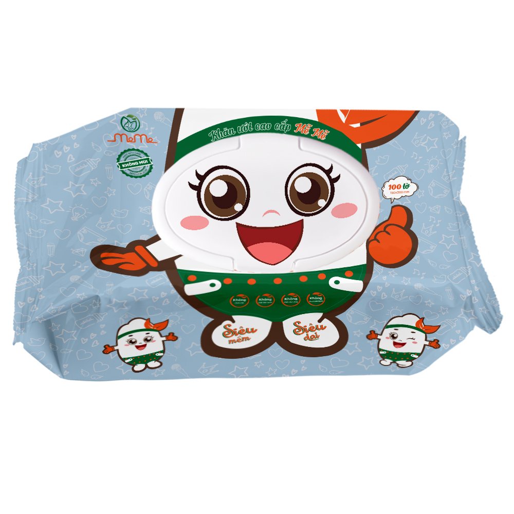 Combo 10 Gói Khăn Ướt Mễ Mễ Kích Thước 15x20cm 100 tờ/1 Gói