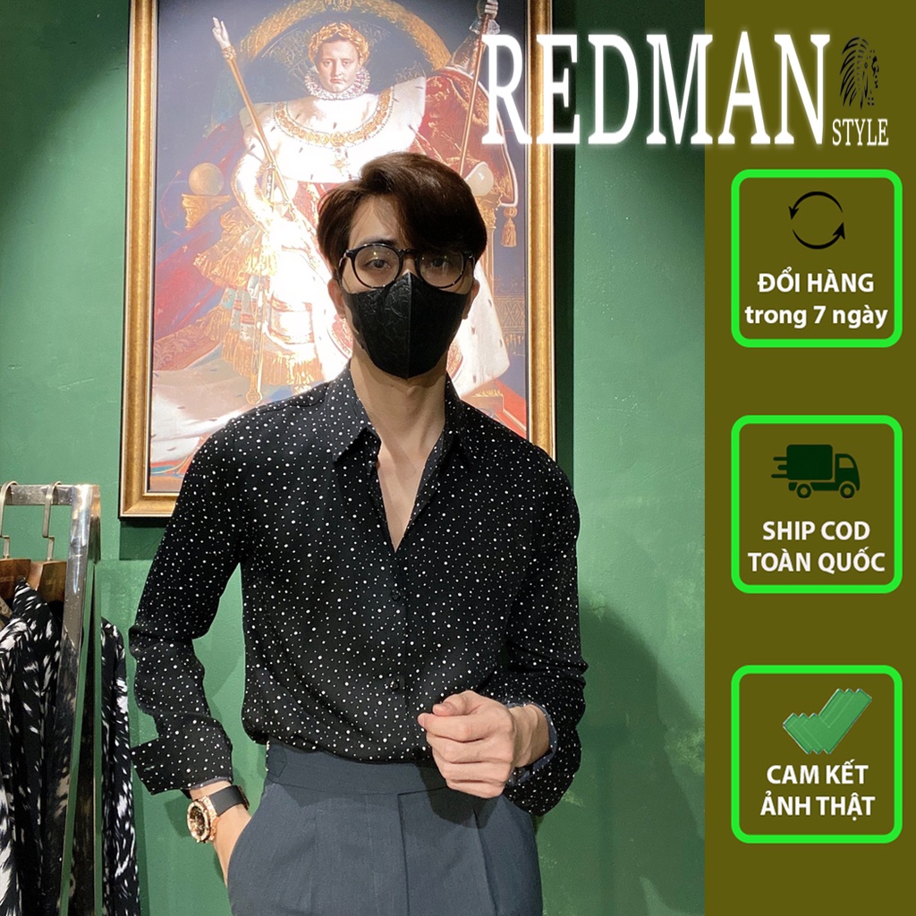 Áo sơ mi nam họa tiết dài tay style Hàn Quốc mẫu 62 - Vải lụa cao cấp chống nhăn