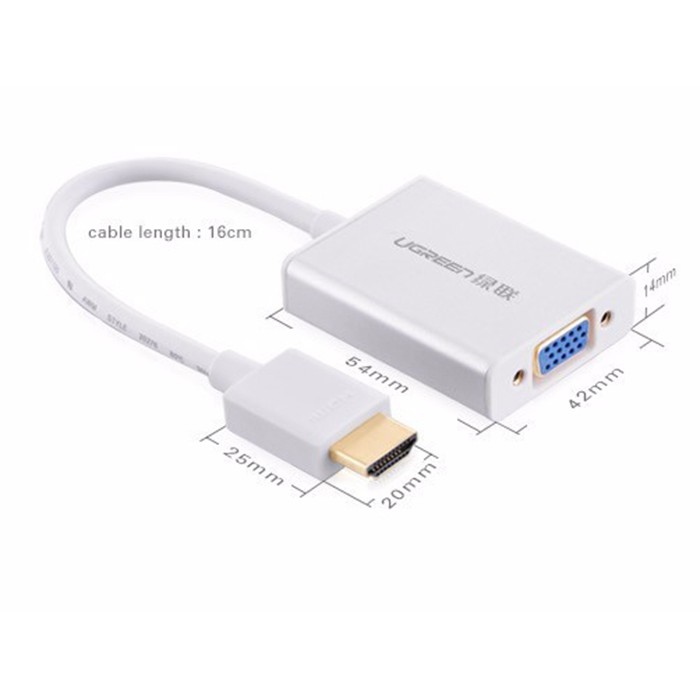 [Mã ELFLASH5 giảm 20K đơn 50K] Bộ Chuyển Đổi HDMI To VGA Và Audio Ugreen MM102 40212 - Trắng - Hàng Chính Hãng