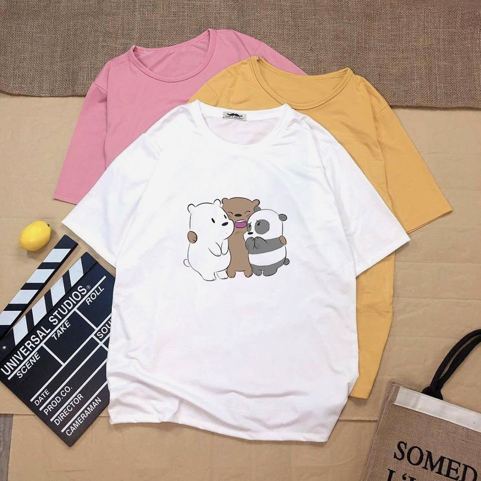 Áo thun nữ tay lỡ form rộng 3 chú gấu vải dày mịn 20N1211