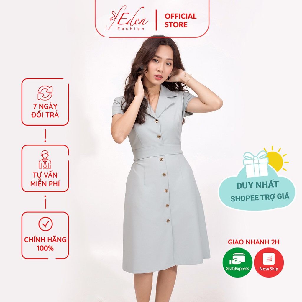 Váy đầm công sở thời trang Eden cổ đanton cao cấp, che khuyết điểm - D370