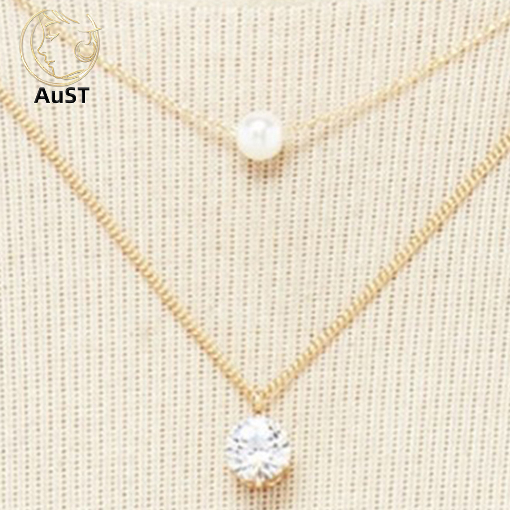 Vòng cổ Hai Lớp Đính Ngọc Trai Nhân Tạo Thời Trang Dành Cho Nữ