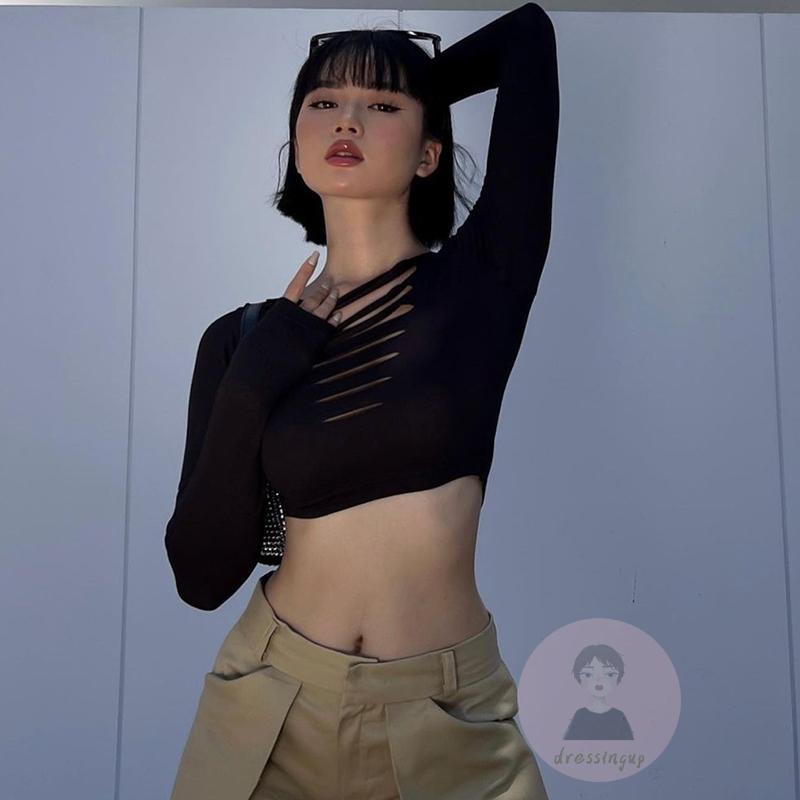 Áo Thun Dài Tay Cổ Thuyền Màu Trơn Thời Trang Mùa Hè Cho Nữ