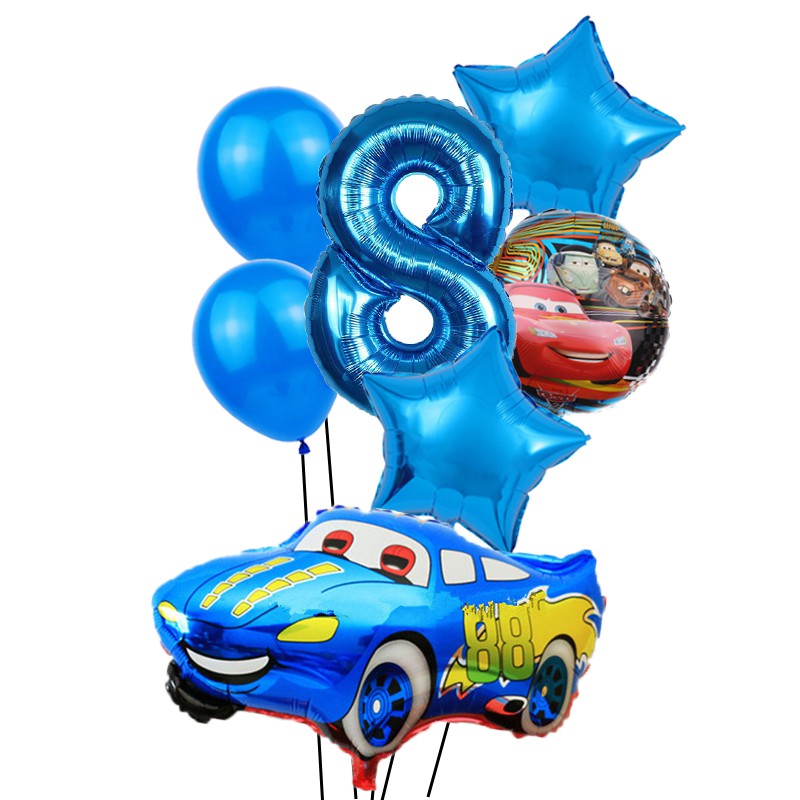 Set 7 Bong Bóng latex Bơm Hơi Hình Xe Hơi Hoạt Hình Trang Trí Tiệc Cưới/Sinh Nhật