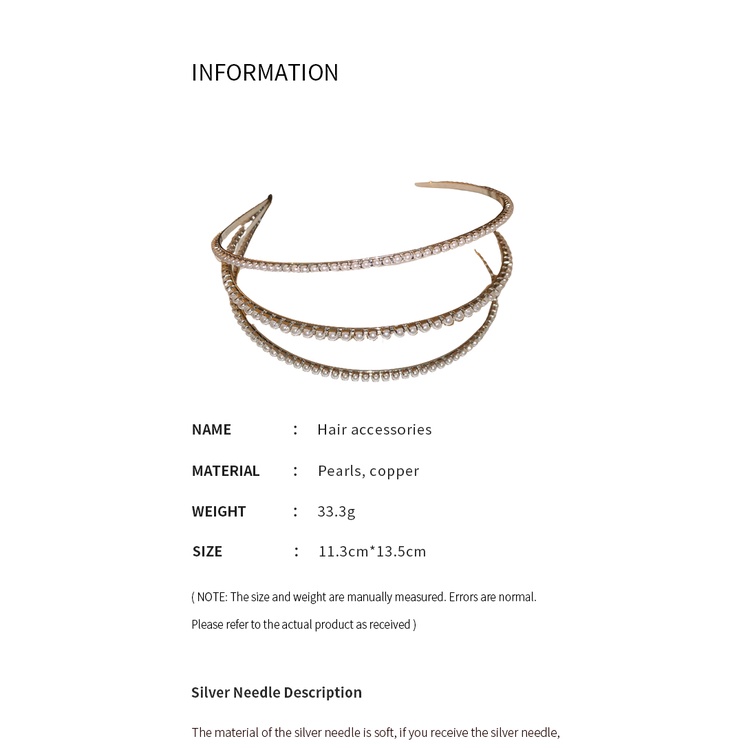 Băng Đô Nhiều Lớp Đính Ngọc Trai Nhân Tạo Thời Trang Cao Cấp