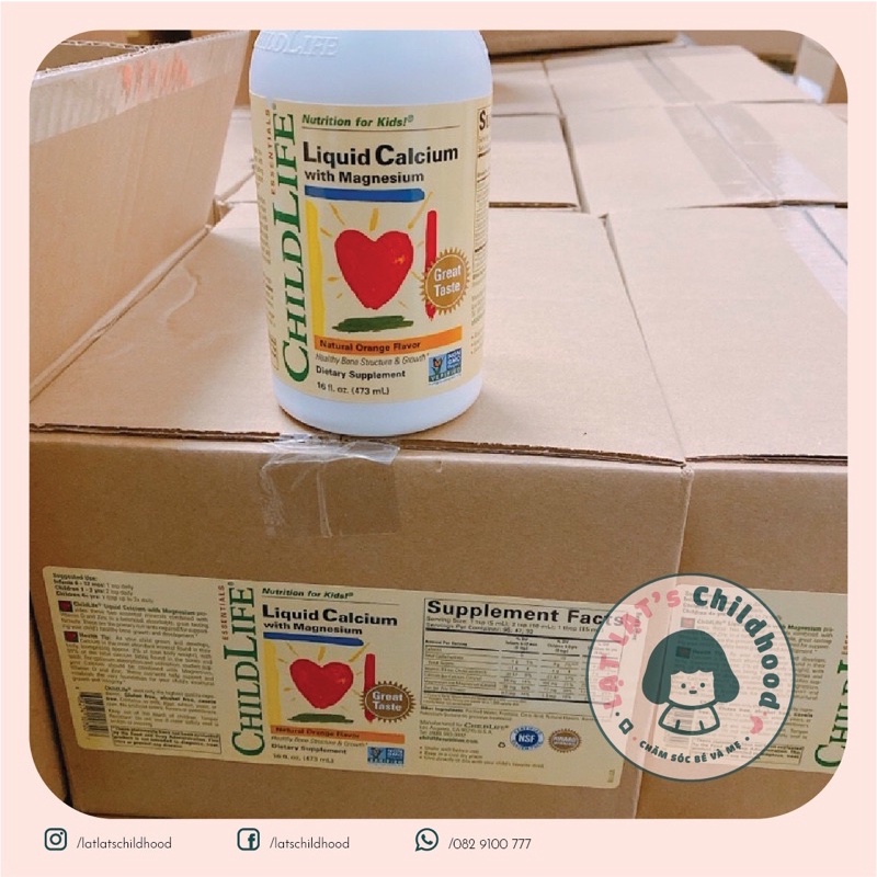 Thực Phẩm Bổ Sung Cho Bé Childlife Liquid Calcium With Magnesium Hương Cam Chai 474ml