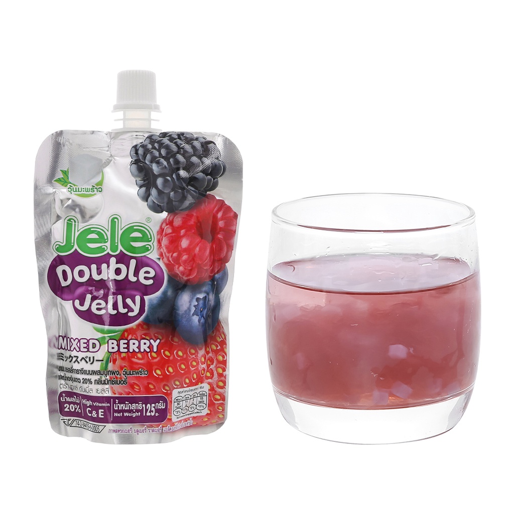 Nước thạch trái cây jele double jelly túi 125g vị Dâu và Berry, nước trái cây nhập khẩu Thái Lan Tasty Food