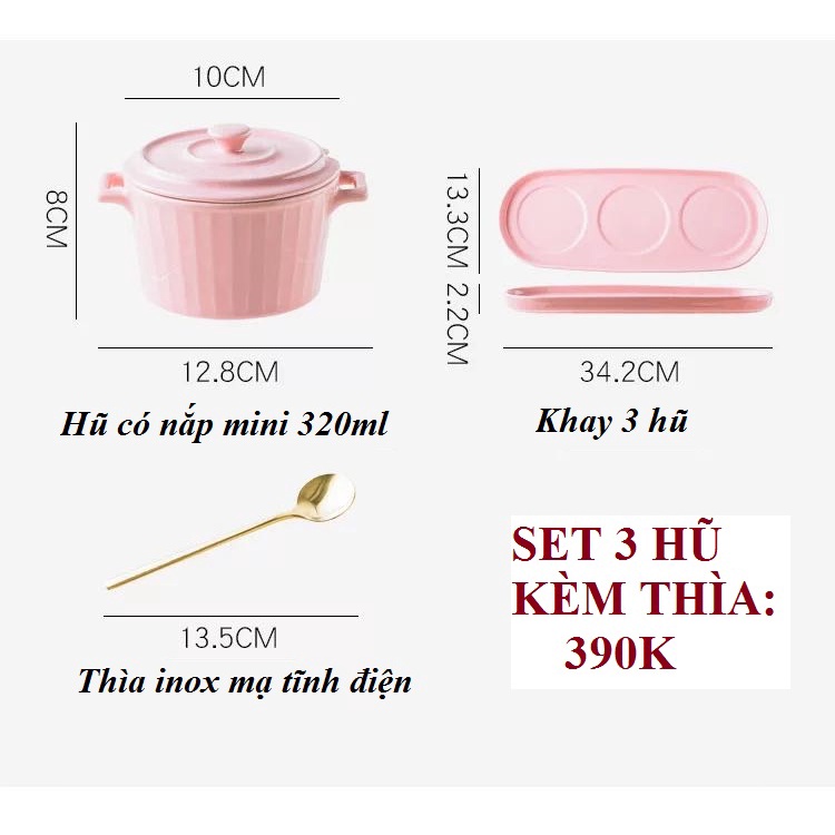 (SẴN HÀNG) Khay 4 hũ gia vị sứ nắp gỗ gioăng silicone kèm khay -  sứ cao cấp k chì - Hàng xuất Âu