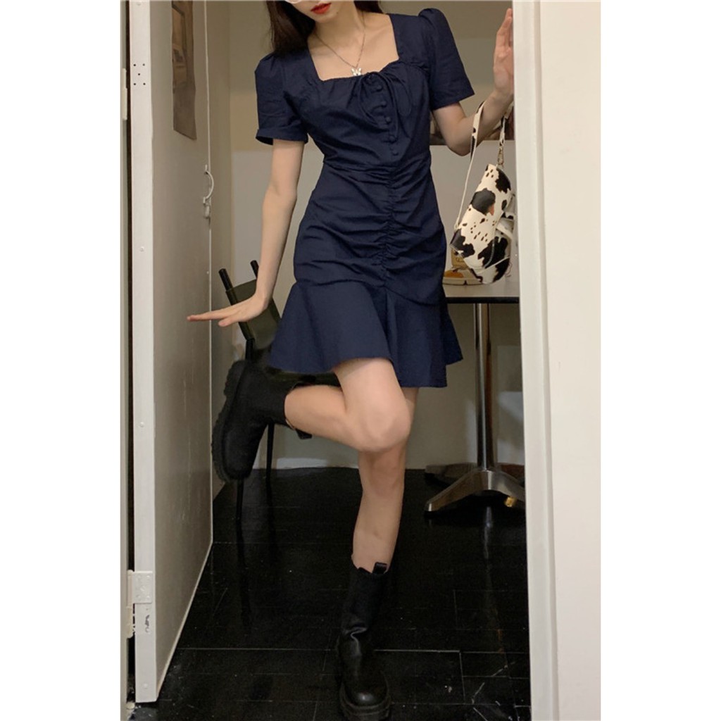 Váy xinh ôm cổ rộng chất thô ulzang | BigBuy360 - bigbuy360.vn