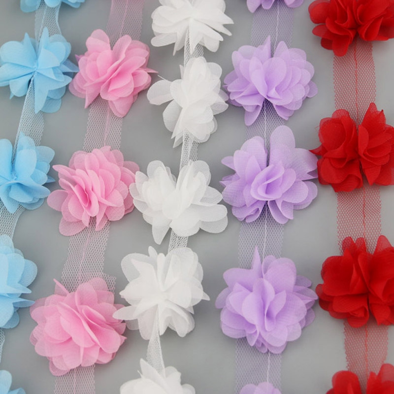 Set 60 Bông Hoa Vải Chiffon 50mm Trang Trí Tóc Cho Đám Cưới