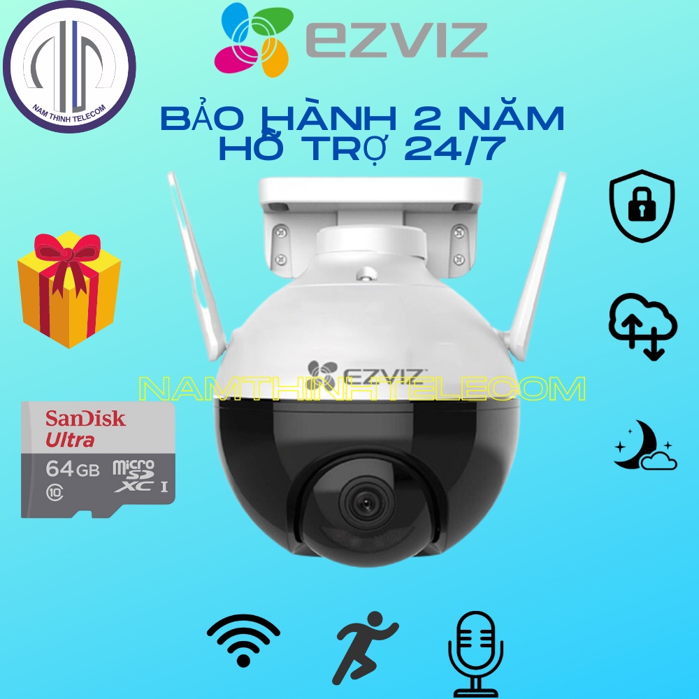 Camera ngoài trời EZVIZ C8C C8W C8PF xoay 360 độ có màu ban đêm, đàm thoại 2 chiều, báo trộm chính hãng