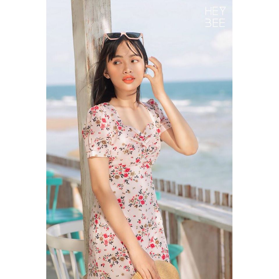 [Mã WABRWA15 giảm 15% đơn 300K] HEYBEE Đầm hoa nhún ngực Alison HT379 | BigBuy360 - bigbuy360.vn