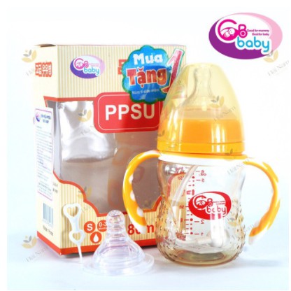 Bình sữa nhựa cổ thường ,cổ rộng PPSU GB baby 120ml -160ml-280ml ( tặng kèm 1 núm ti siêu mềm )