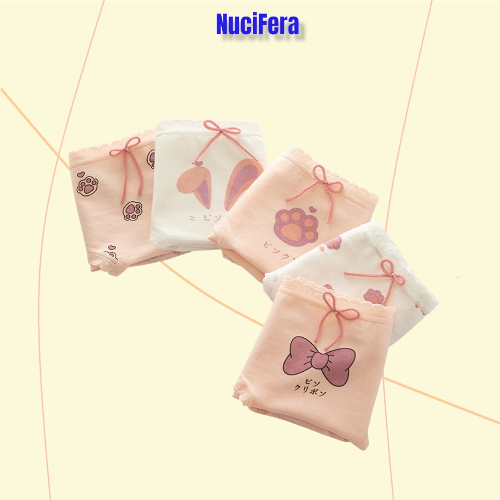 Set 5 quần lót cotton nữ dễ thương NuciFera mẫu Nơ xinh chất mềm co dãn