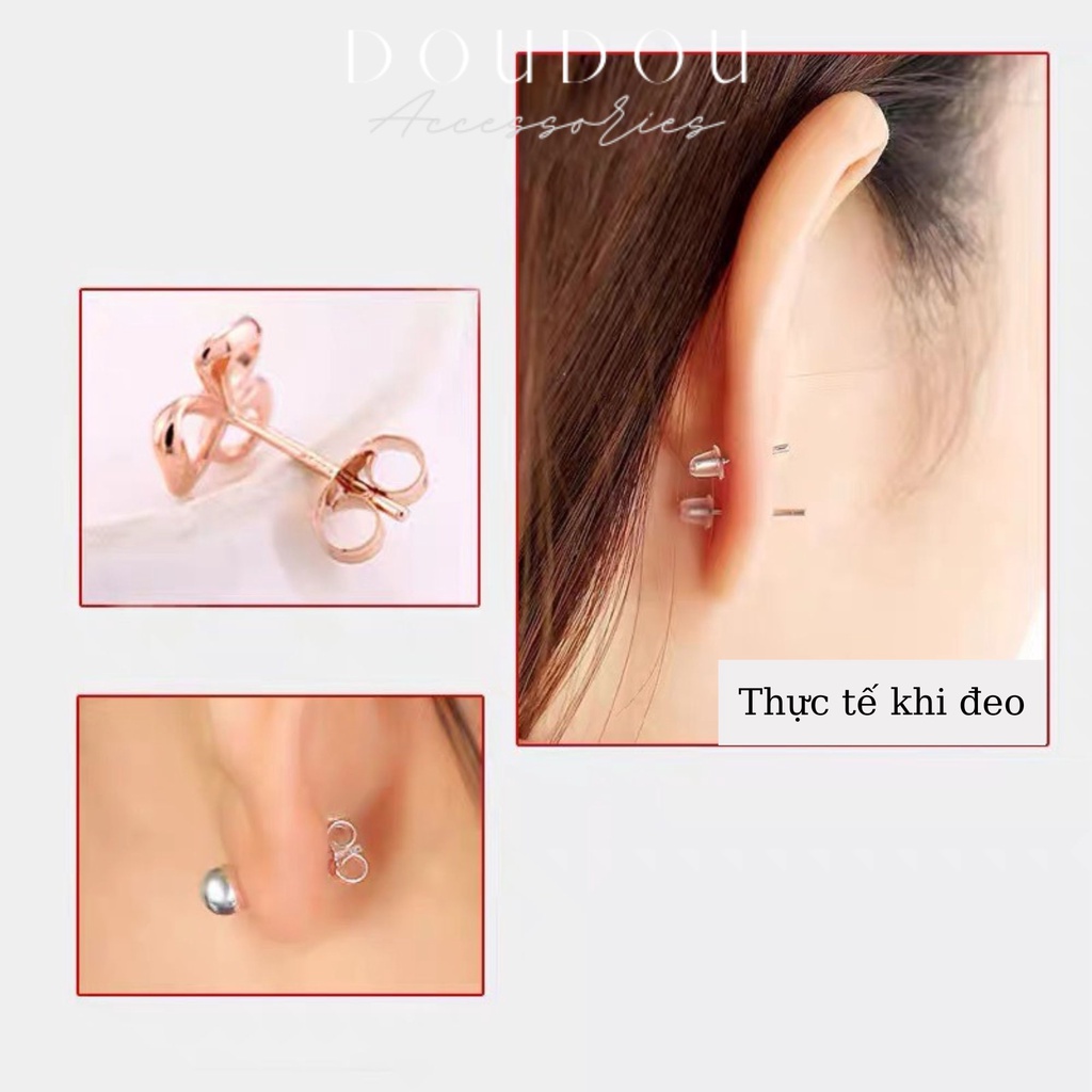 Chốt chuôi su khuyên tai DOUDOU Chuôi bông tai silicone trong suốt sản xuất theo công nghệ Mỹ túi 10 chuôi ED001