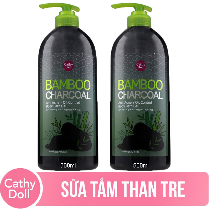 Sữa Tắm Than Tre hết mụn cơ thể Cathy Doll Bamboo Charcoal 500ml/chai