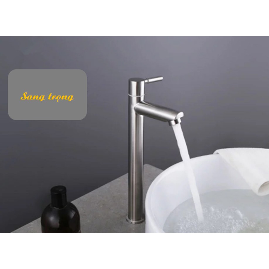 Vòi Lavabo lạnh cao Inox 304 hình tròn dùng cho lavabo nổi | BigBuy360 - bigbuy360.vn