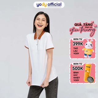 Áo Polo nữ YODY Cafe Phối Nẹp Co Dãn Thoải Mái APN3700