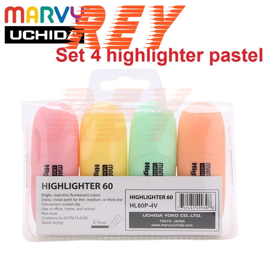 [Giao hỏa tốc] Set 4 bút - 6 bút đánh dấu màu pastel Marvy - Highlighter 60P-4V, 60P-6V sản phẩm chất lượng cao