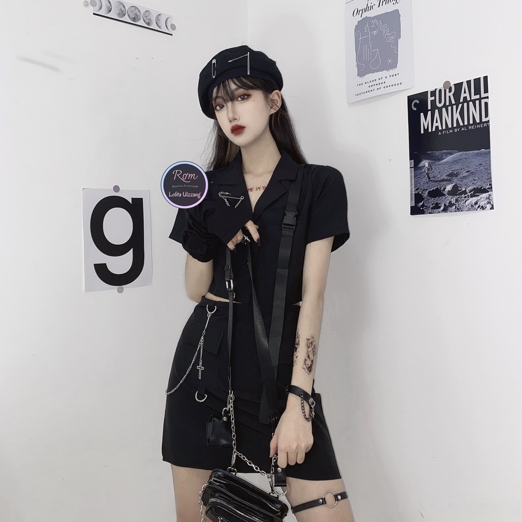 ❣ Set áo croptop và chân váy ôm thủy thủ, set váy gothic, lolita ulzzang