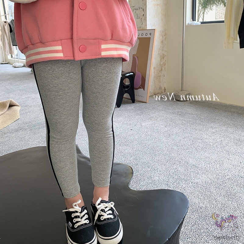 Quần Legging Thể Thao Họa Tiết Kẻ Sọc Chất Liệu Thân Thiện Với Da Phong Cách Hàn Quốc Cho Bé Gái