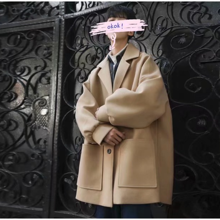 Áo Khoác Len Dày Dáng Dài Màu Sắc áo choàng lông Thời Trang Hàn Quốc áo gió nam from rộng áo gió unisex