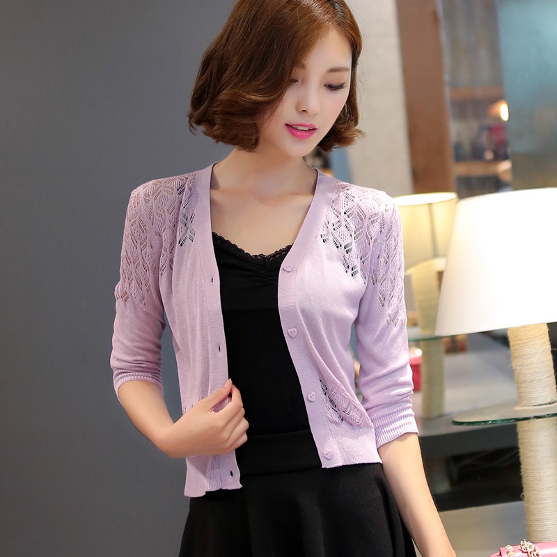 Áo khoác Cardigan len dệt kim mỏng dáng ngắn thiết kế mới thời trang 2020 dành cho nữ